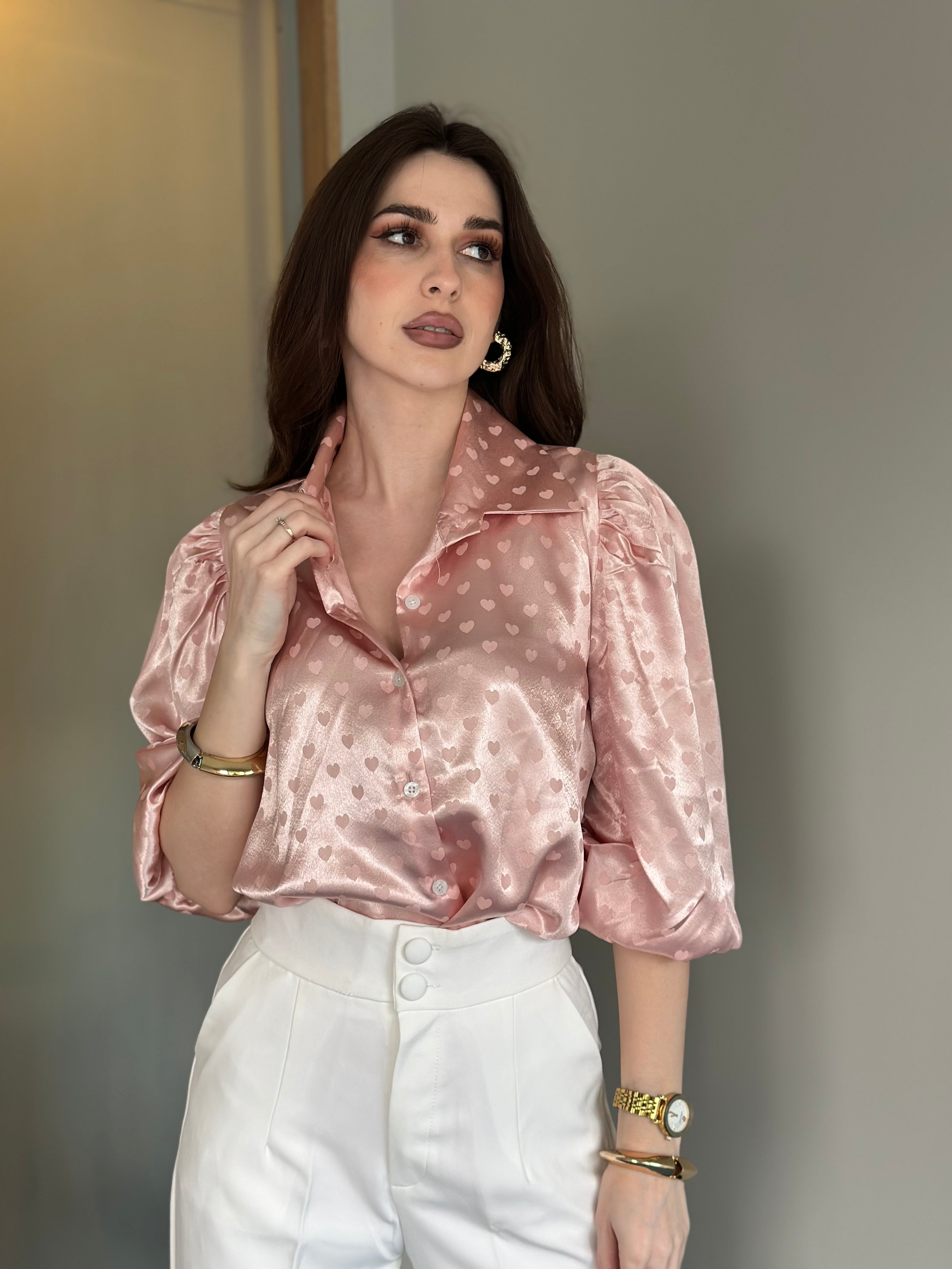 Rose Gold Heart Satin Shirt StyleAsh