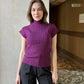 Ribbed High Neck Half Sleeve Top