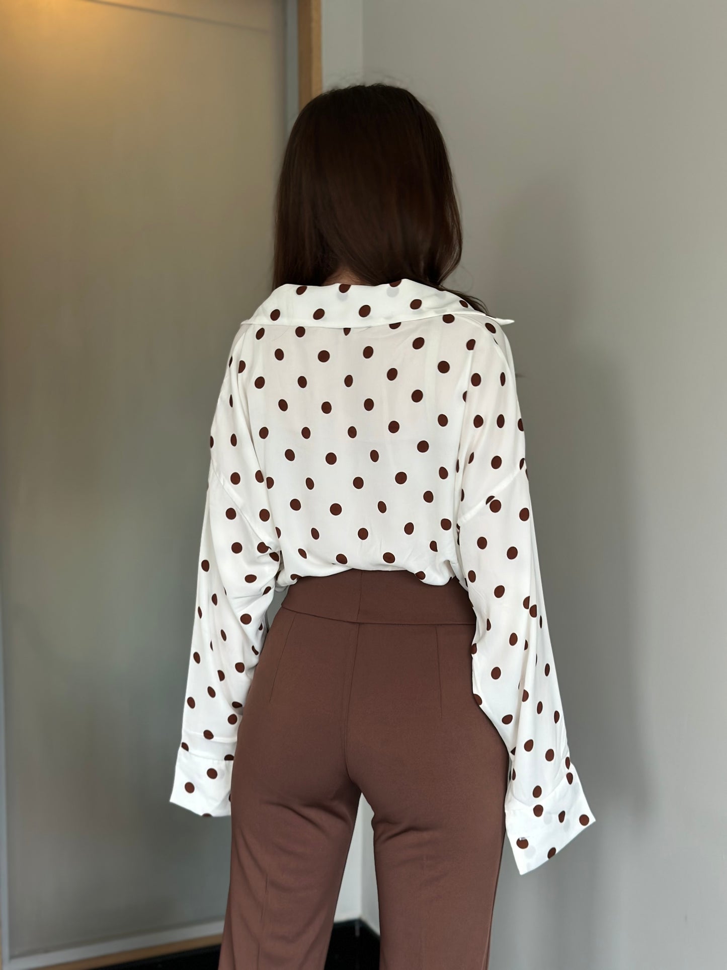 Polka Dots Oversized Office Wear Shirt