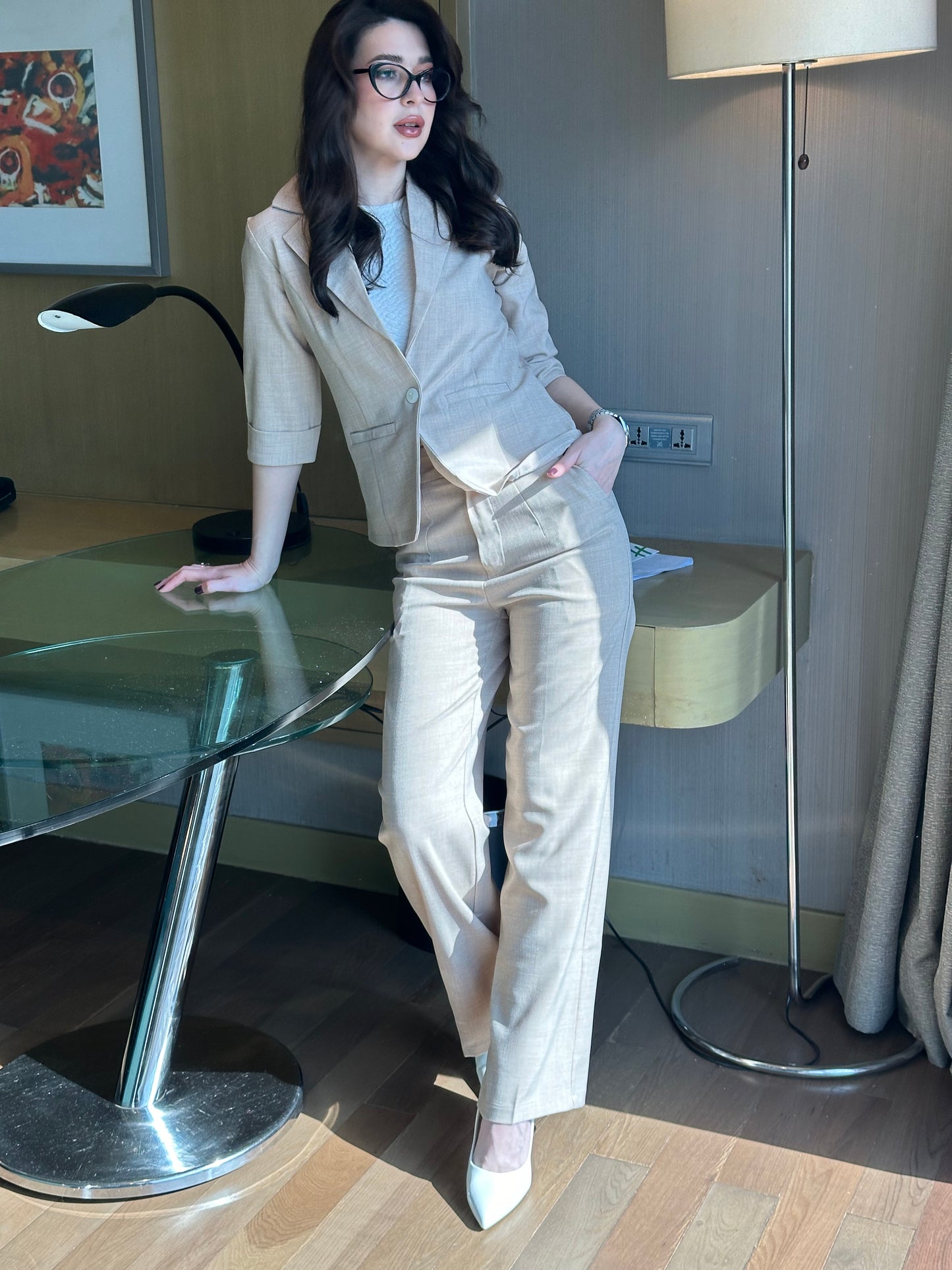 Girl Boss Linen Pants With Blazer