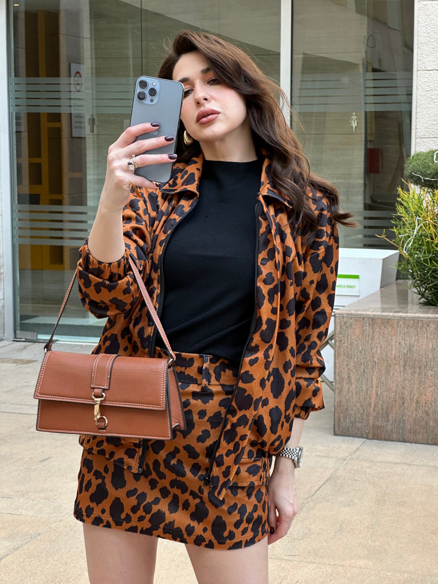 Animal Print Oversized Jacket With Skirt