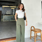 Linen Look High Waist Pants