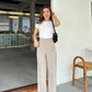 Linen Look High Waist Pants