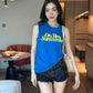 Oh Summer Sleeveless Tee With Low Waist Denim Hot Pants