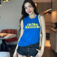 Oh Summer Sleeveless Tee With Low Waist Denim Hot Pants