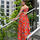 Orange Maxi Dress With Matching Bag