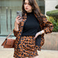 Animal Print Oversized Jacket With Skirt