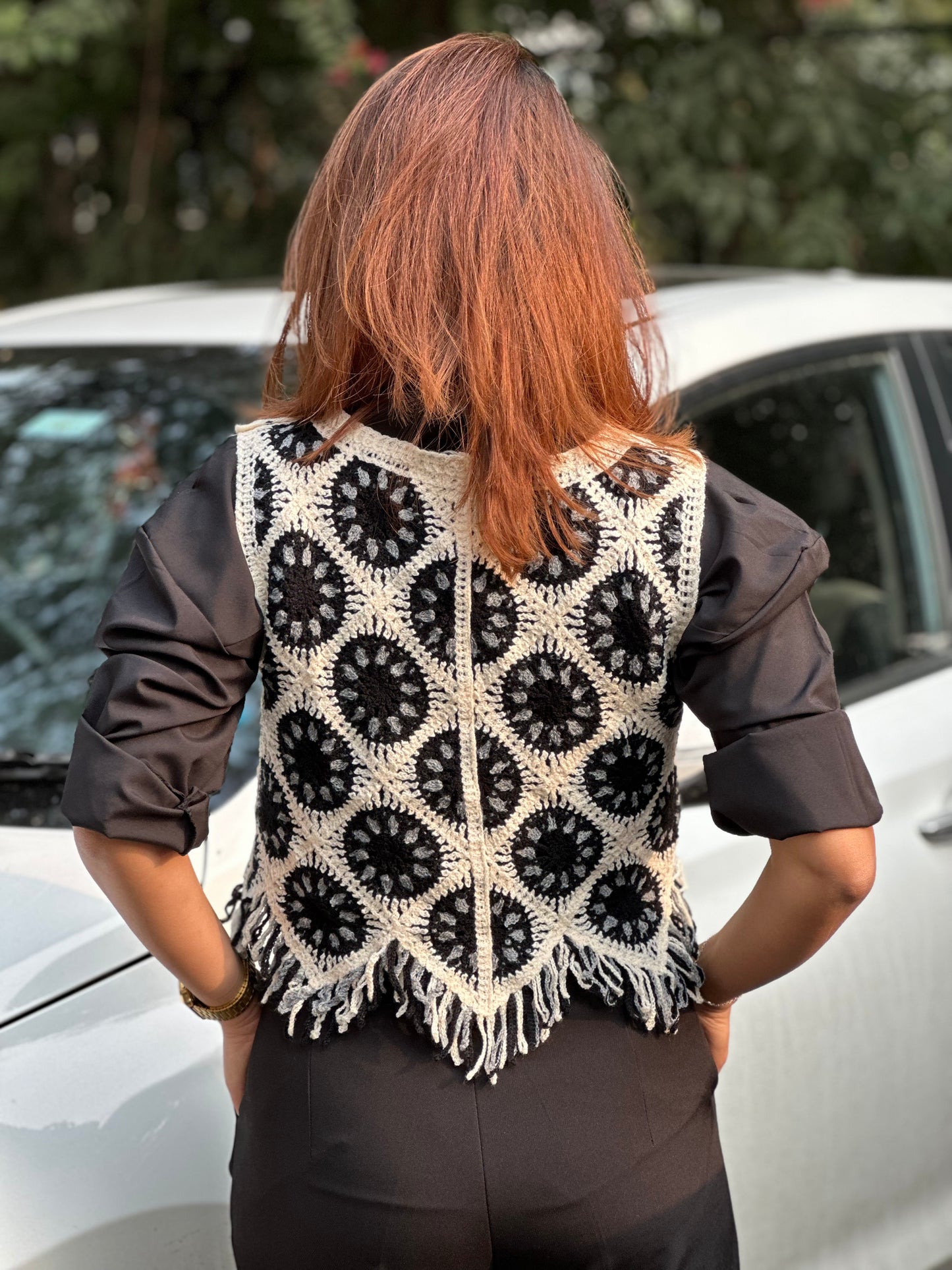 Crochet Retro Knitwear Vest Without Shirt