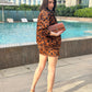 Animal Print Oversized Jacket With Skirt