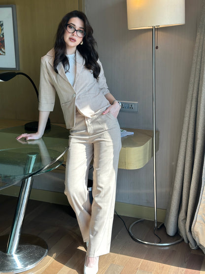 Girl Boss Linen Pants With Blazer