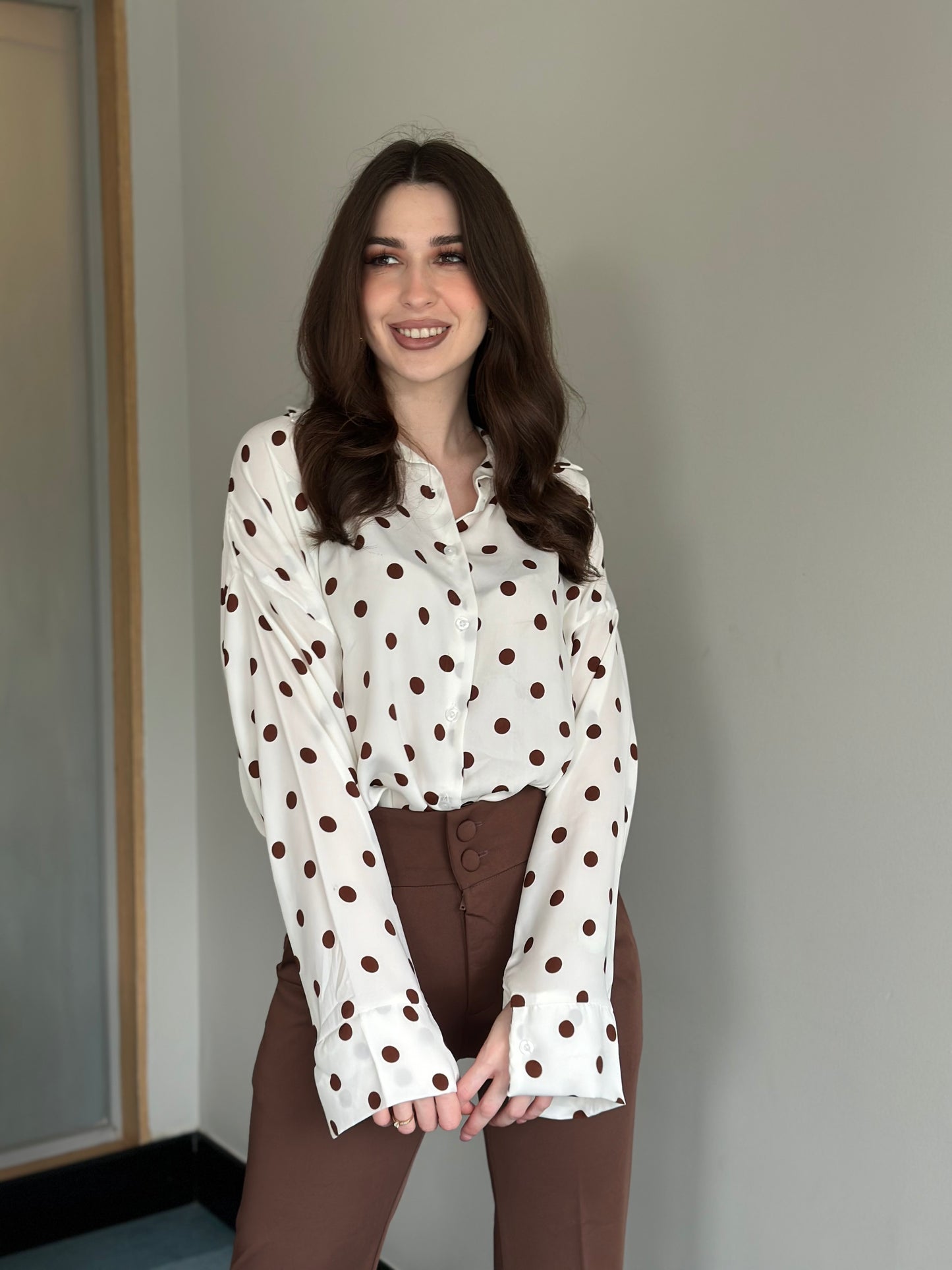 Polka Dots Oversized Office Wear Shirt