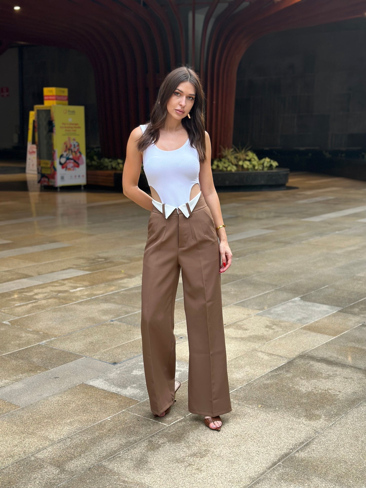 Wide Leg Folded Waist Pants