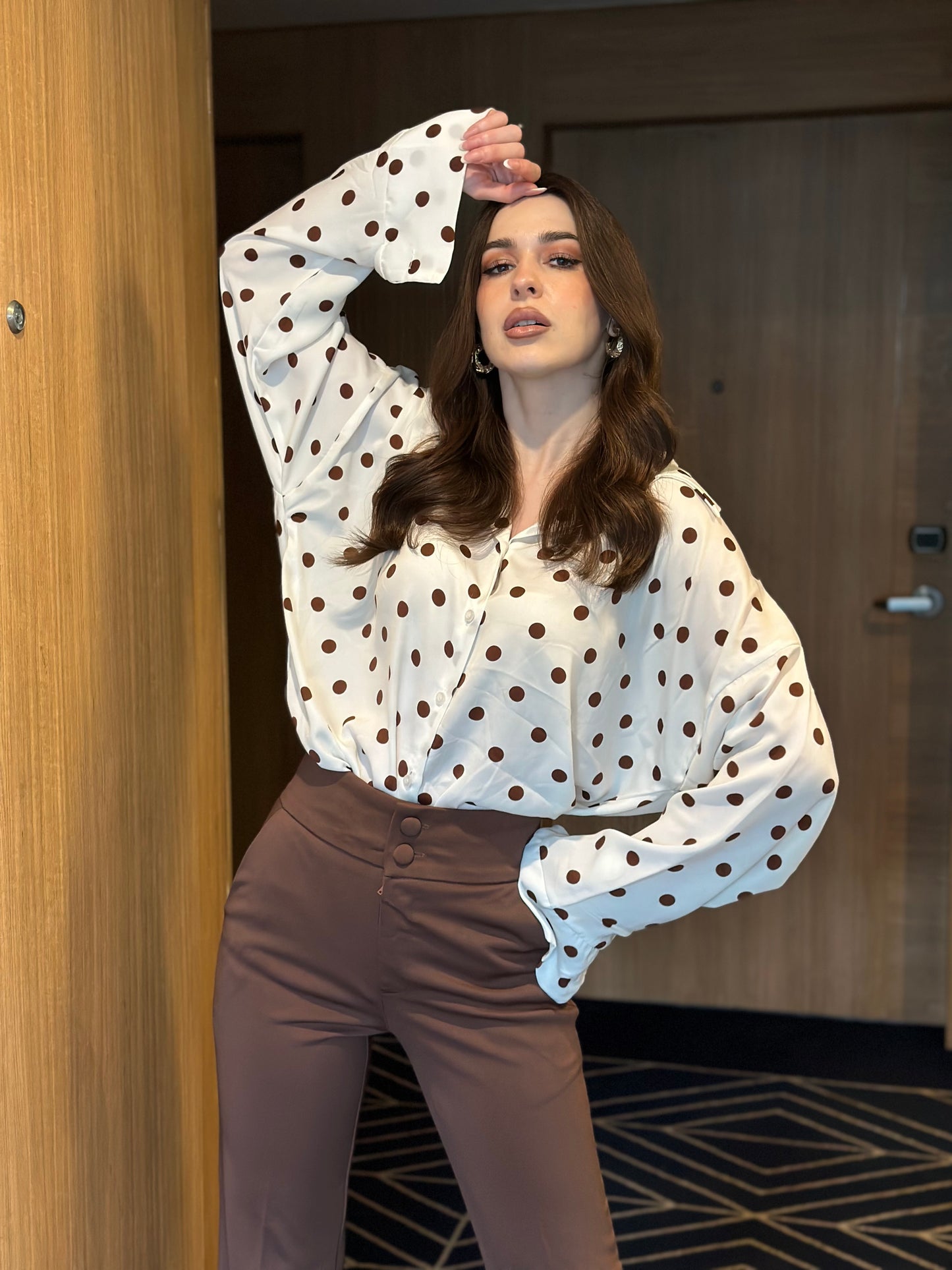 Polka Dots Oversized Office Wear Shirt