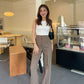 Linen Look High Waist Pants