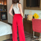 Red Stripes Poly-Cotton Pants