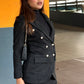 Suede Blazer With Mini Skirt