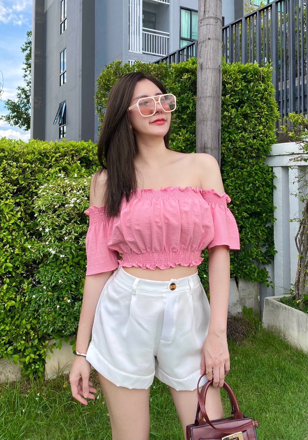 Off-Shoulder Top With Shorts