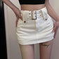 Denim Buckle Belt Y2K Divided Mini skirt