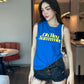 Oh Summer Sleeveless Tee With Low Waist Denim Hot Pants