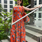 Orange Maxi Dress With Matching Bag