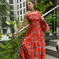 Orange Maxi Dress With Matching Bag