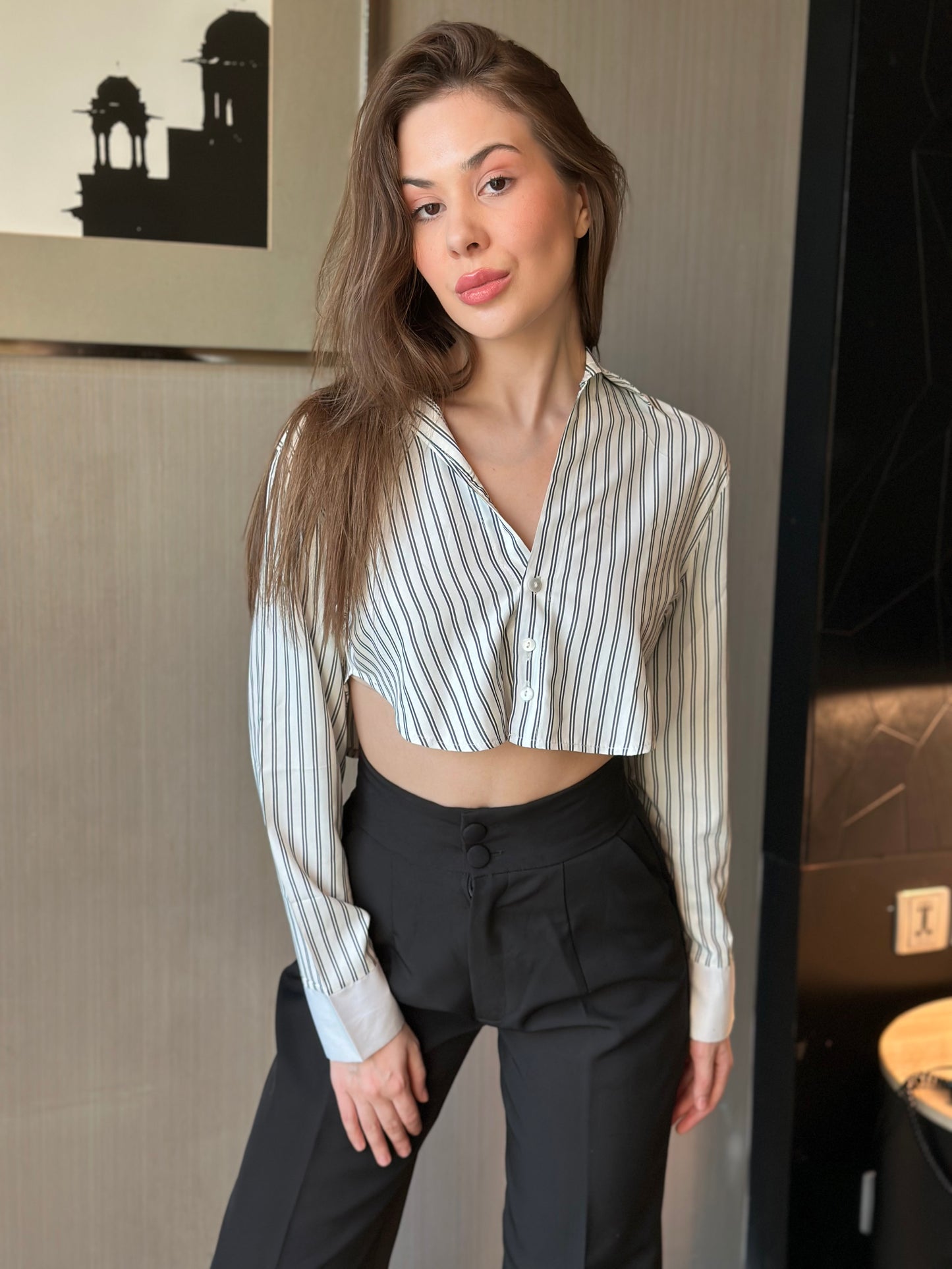 Patriarchal Striped Vintage Crop Shirt