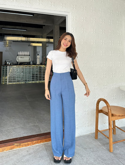 Linen Look High Waist Pants