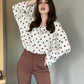 Polka Dots Oversized Office Wear Shirt