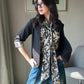 Cotton Scarf Vest With Linen Blazer