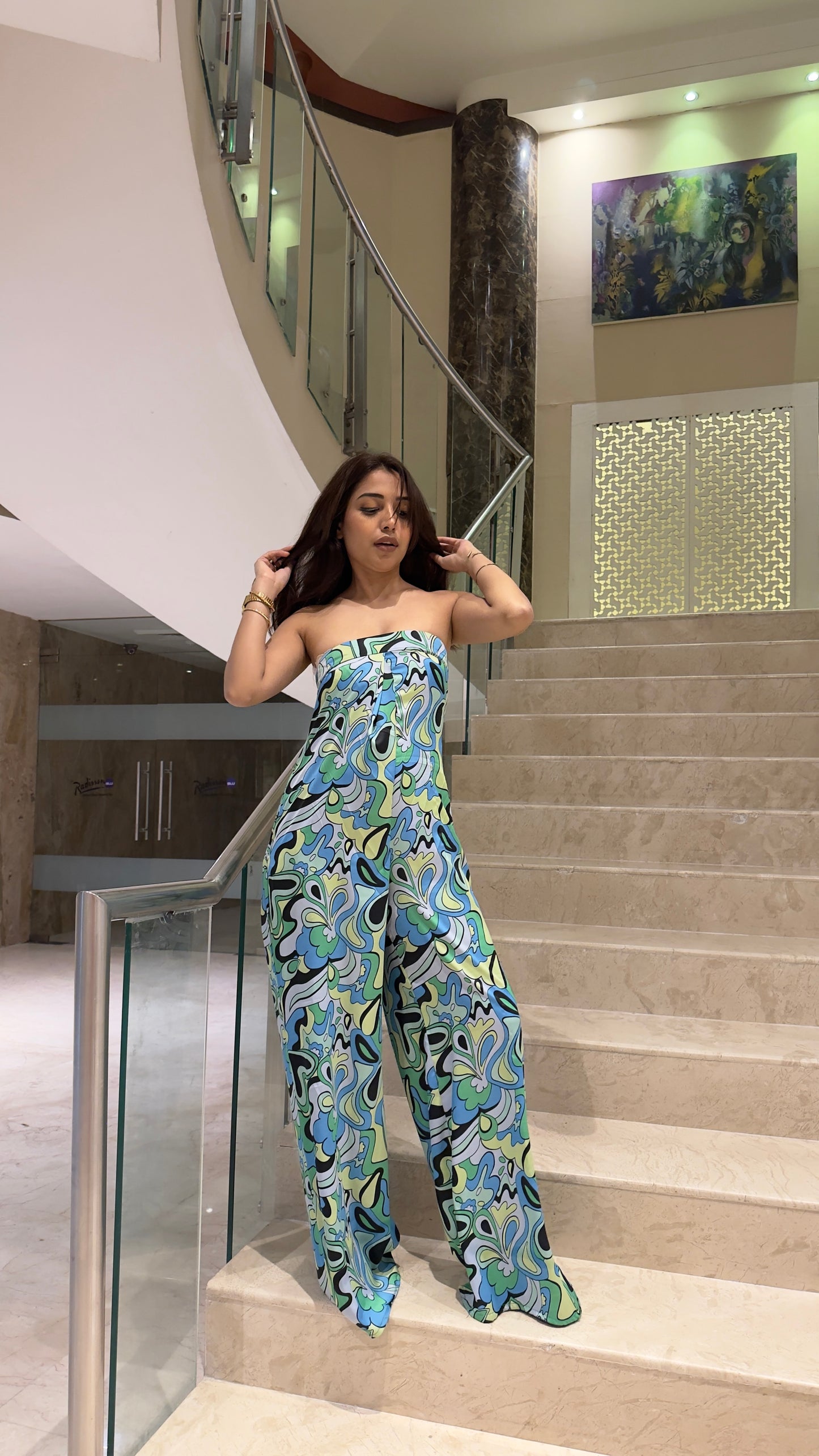 Abstract Printed Tube Jumpsuit