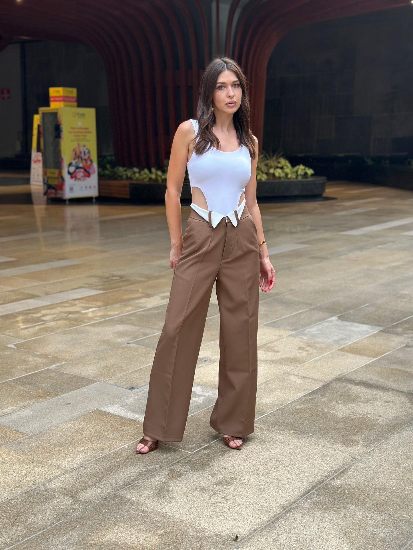 Wide Leg Folded Waist Pants