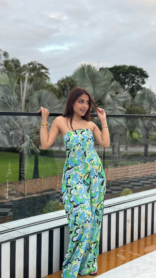 Abstract Printed Tube Jumpsuit