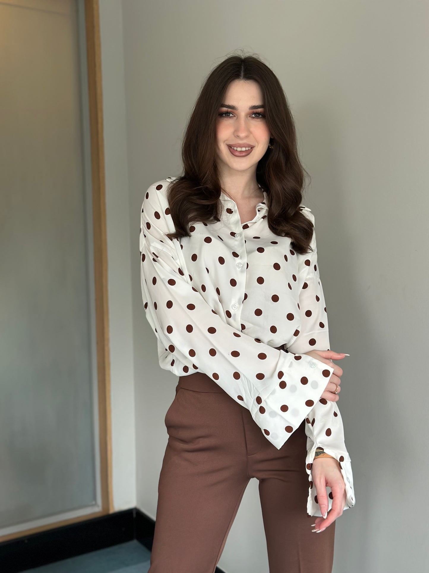 Polka Dots Oversized Office Wear Shirt