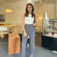 Linen Look High Waist Pants