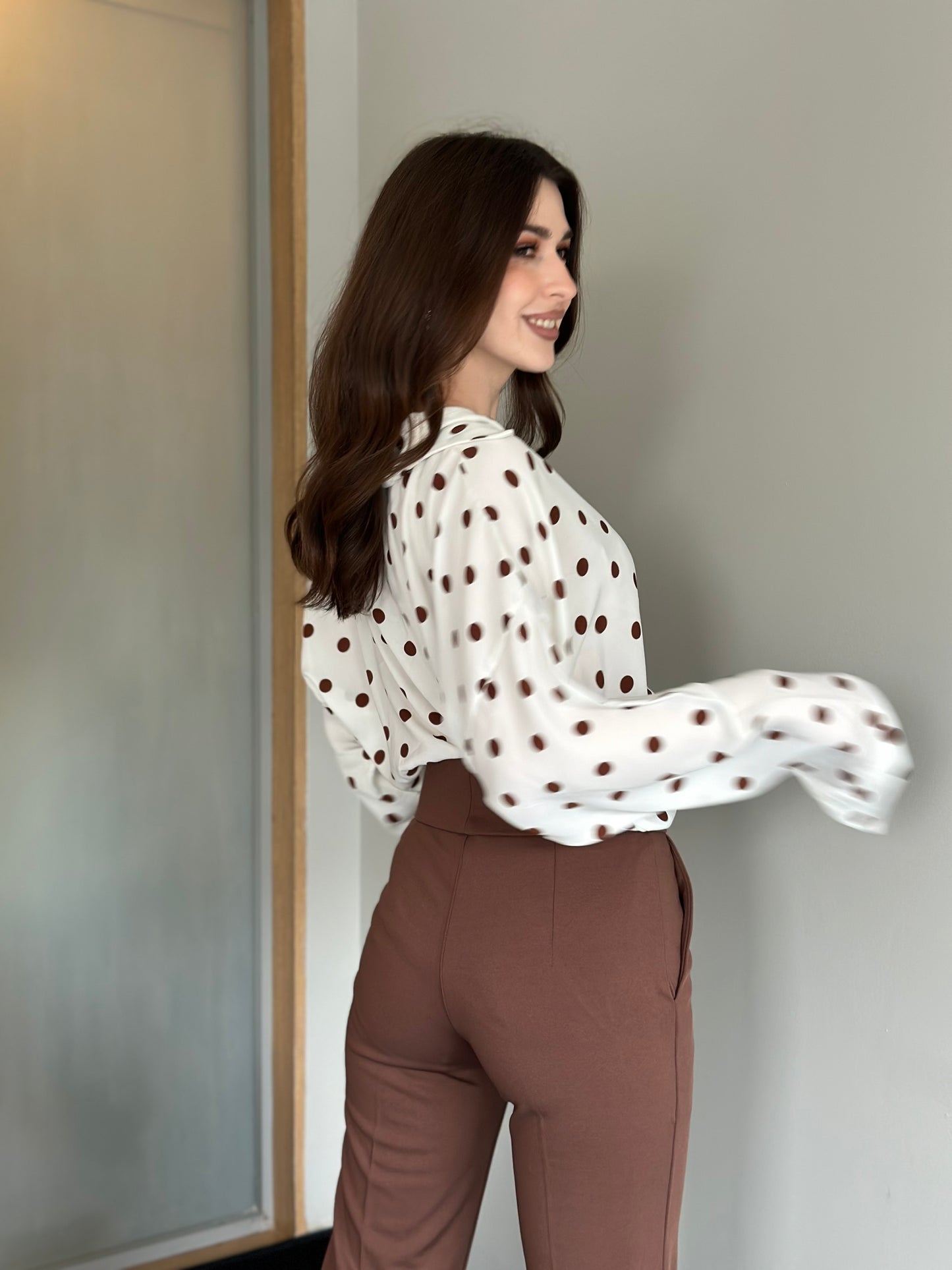 Polka Dots Oversized Office Wear Shirt