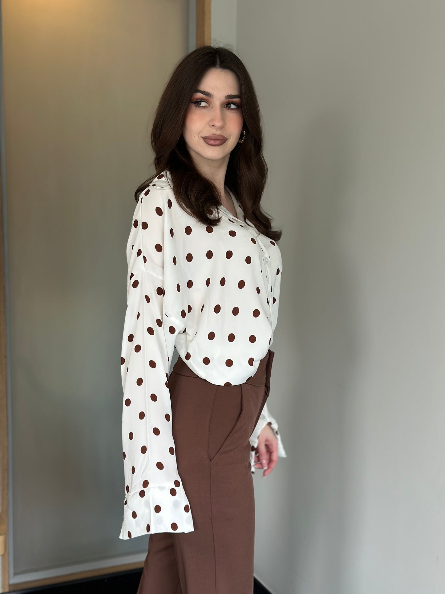 Polka Dots Oversized Office Wear Shirt