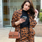 Animal Print Oversized Jacket With Skirt