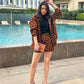 Animal Print Oversized Jacket With Skirt