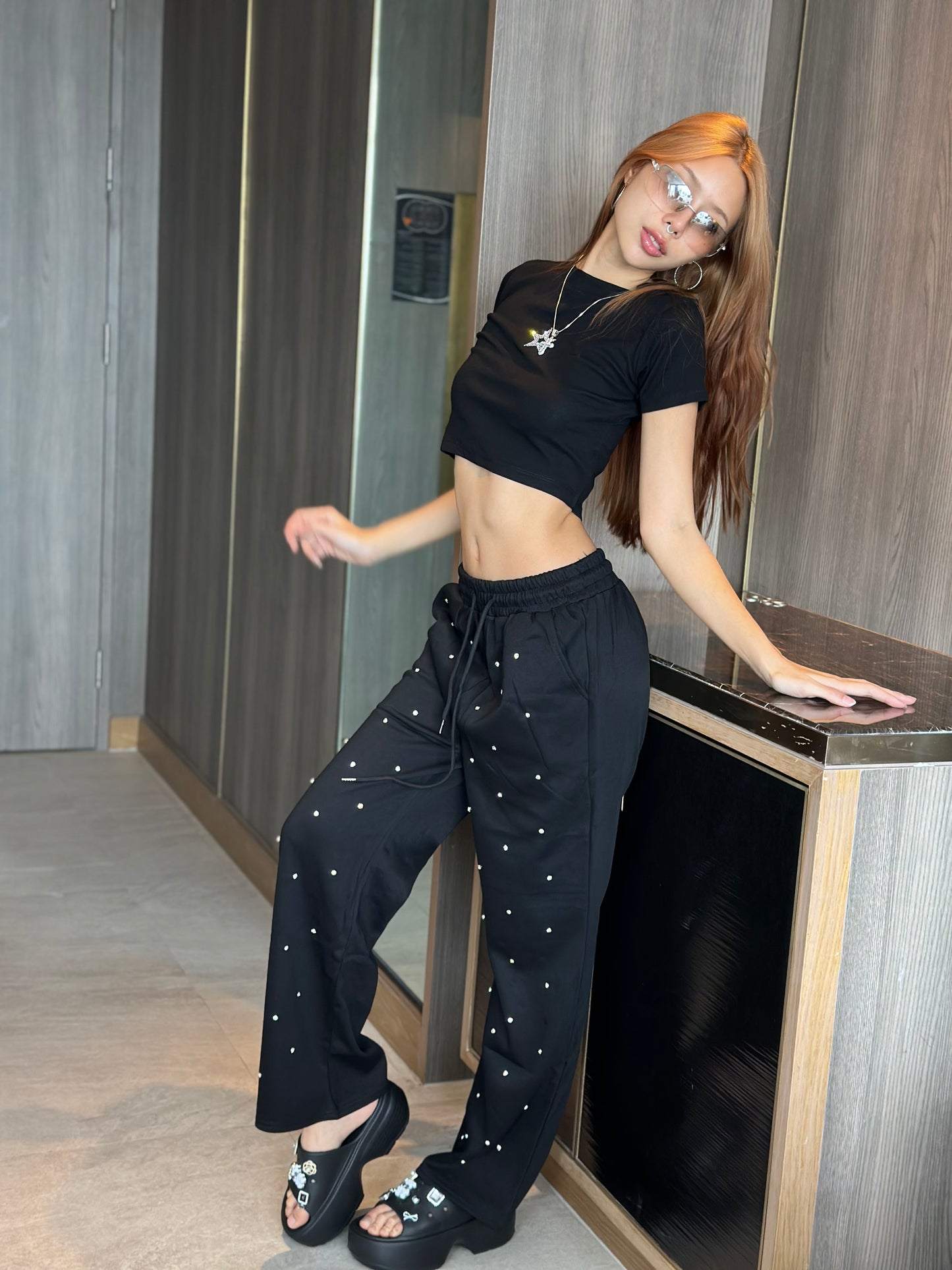 Stone Embellished Trackpants