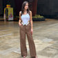 Wide Leg Folded Waist Pants