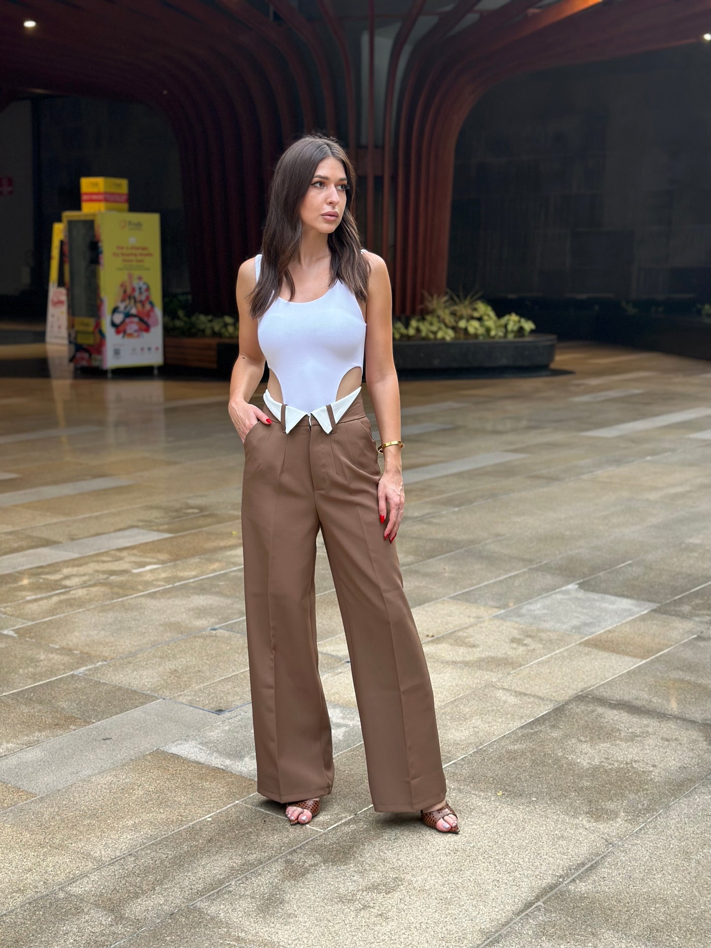 Wide Leg Folded Waist Pants