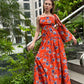 Orange Maxi Dress With Matching Bag