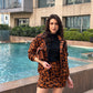 Animal Print Oversized Jacket With Skirt