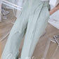 Pastel Shades Linen Look Tie Pants