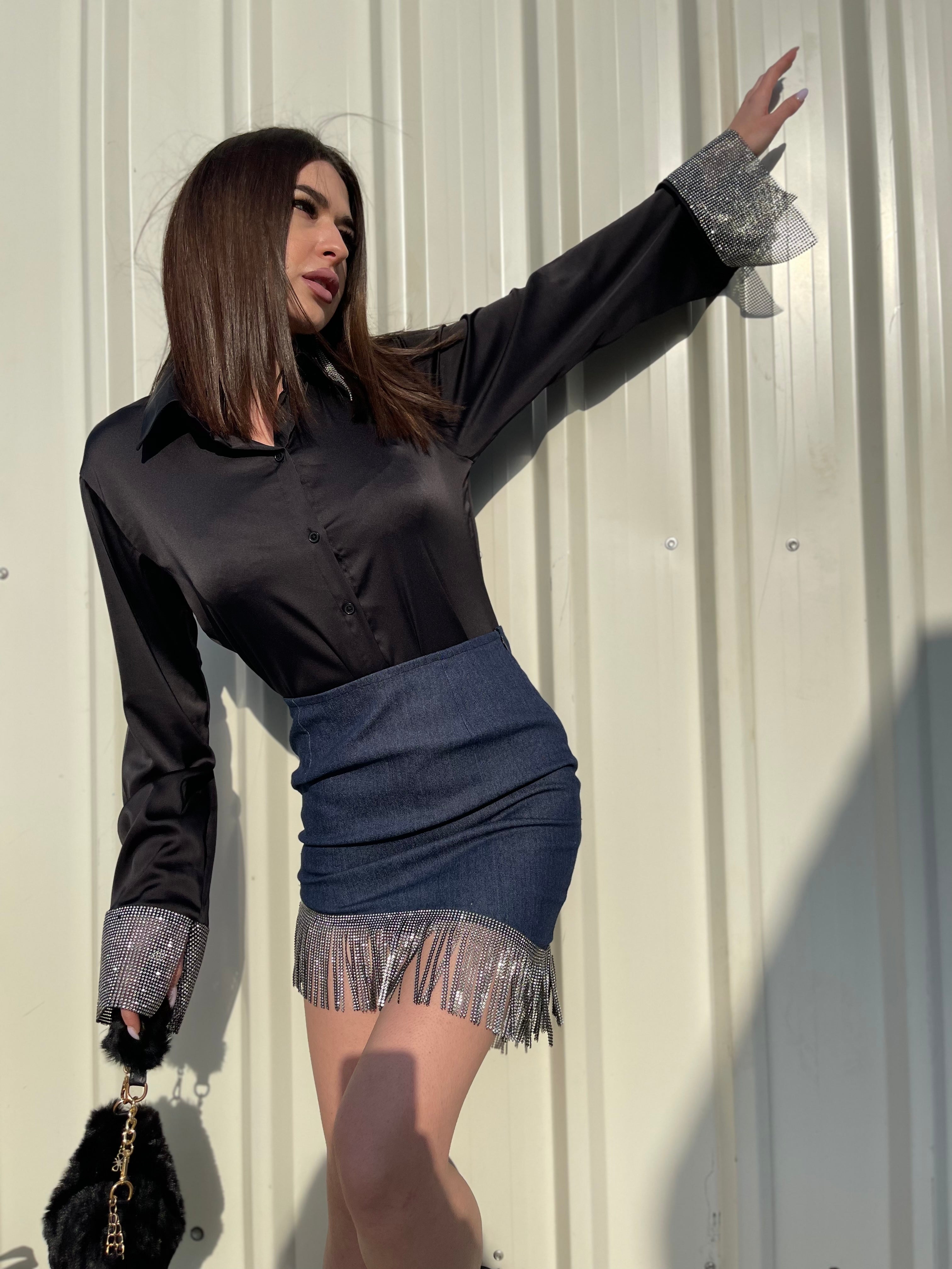 Low Rise Mini Skirt in Denim Black Wash – motelrocks.com