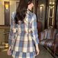 Korean Girl Tweed Pleated Skirt With Blazer