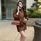 Animal Print Oversized Jacket With Skirt