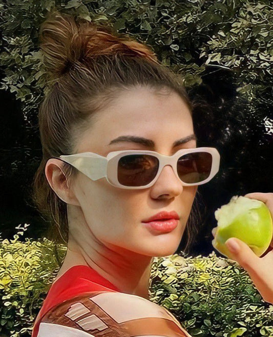 Beige Rectangle Frame Sunglasses