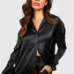 Black Satin Shirt With Black High Waist Pants