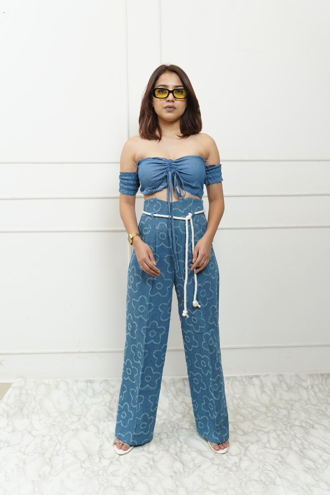 Denim Corset Rope Belt Pants With Padded Denim Top – StyleAsh